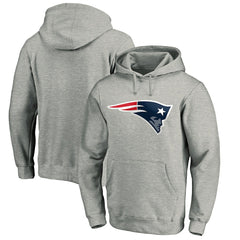 New England Patriots Primary Logo Fitted Pullover Hoodie Heather Gray | NFL
