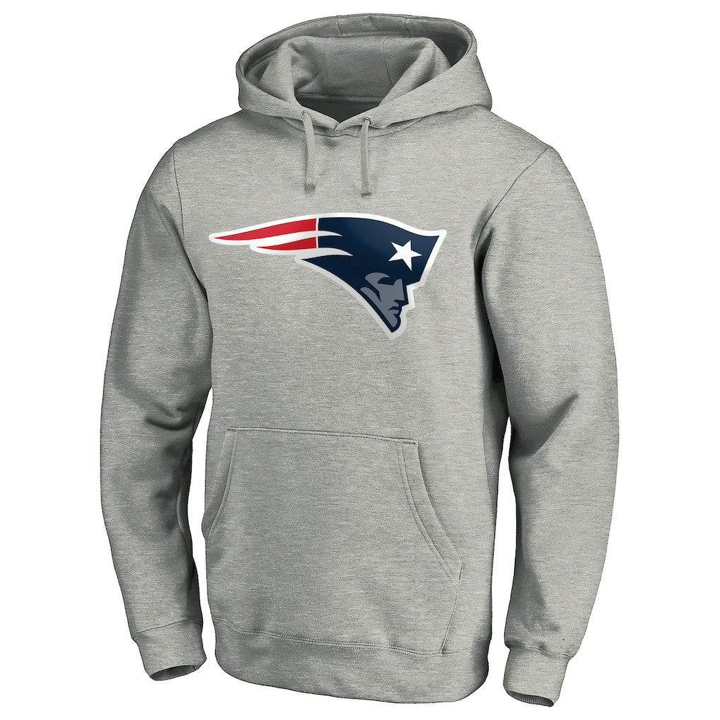 New England Patriots Primary Logo Fitted Pullover Hoodie Heather Gray | NFL