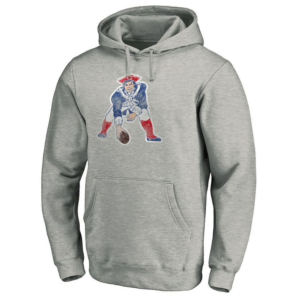 New England Patriots Throwback Logo Pullover Hoodie Heathered Gray | NFL