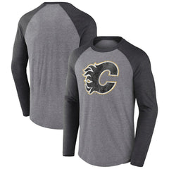 Calgary Flames Fanatics Special Edition Long Sleeve Tri-Blend Raglan T-Shirt - Heather Gray - NHL