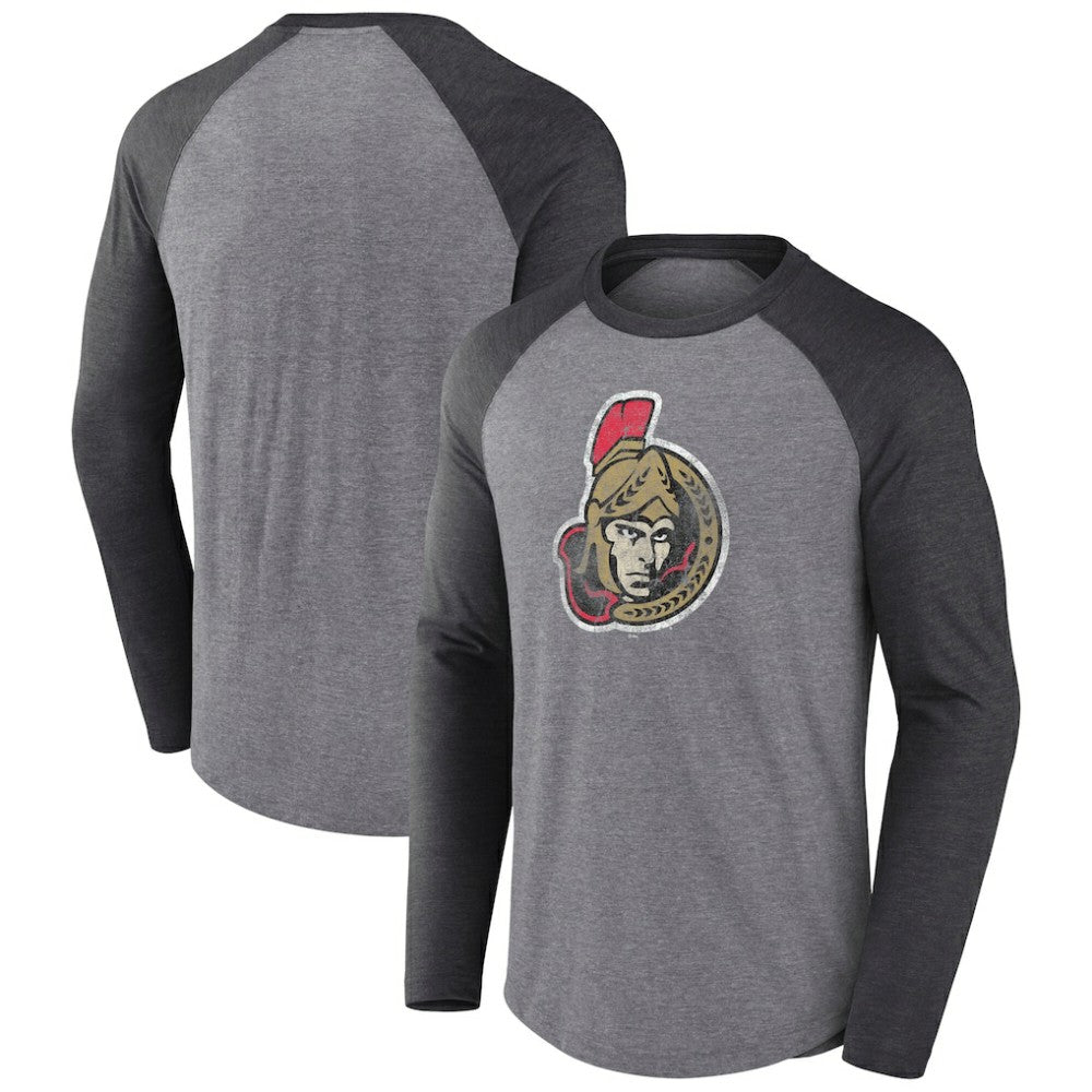 Ottawa Senators Fanatics Special Edition Long Sleeve Tri-Blend Raglan T-Shirt - Heather Gray - NHL