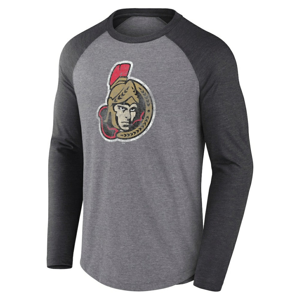 Ottawa Senators Fanatics Special Edition Long Sleeve Tri-Blend Raglan T-Shirt - Heather Gray - NHL