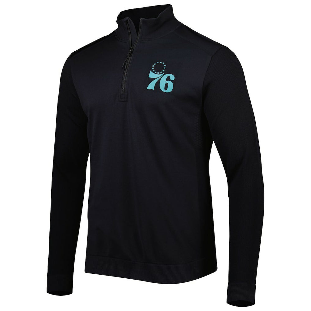 Philadelphia 76ers Levelwear Nano Engineered Knit Fabric Quarter-Zip Jacket Black - NBA