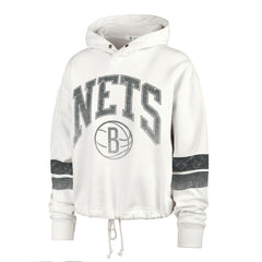 Brooklyn Nets '47 Women's Emerson Stripe Cropped Pullover Hoodie Cream - NBA