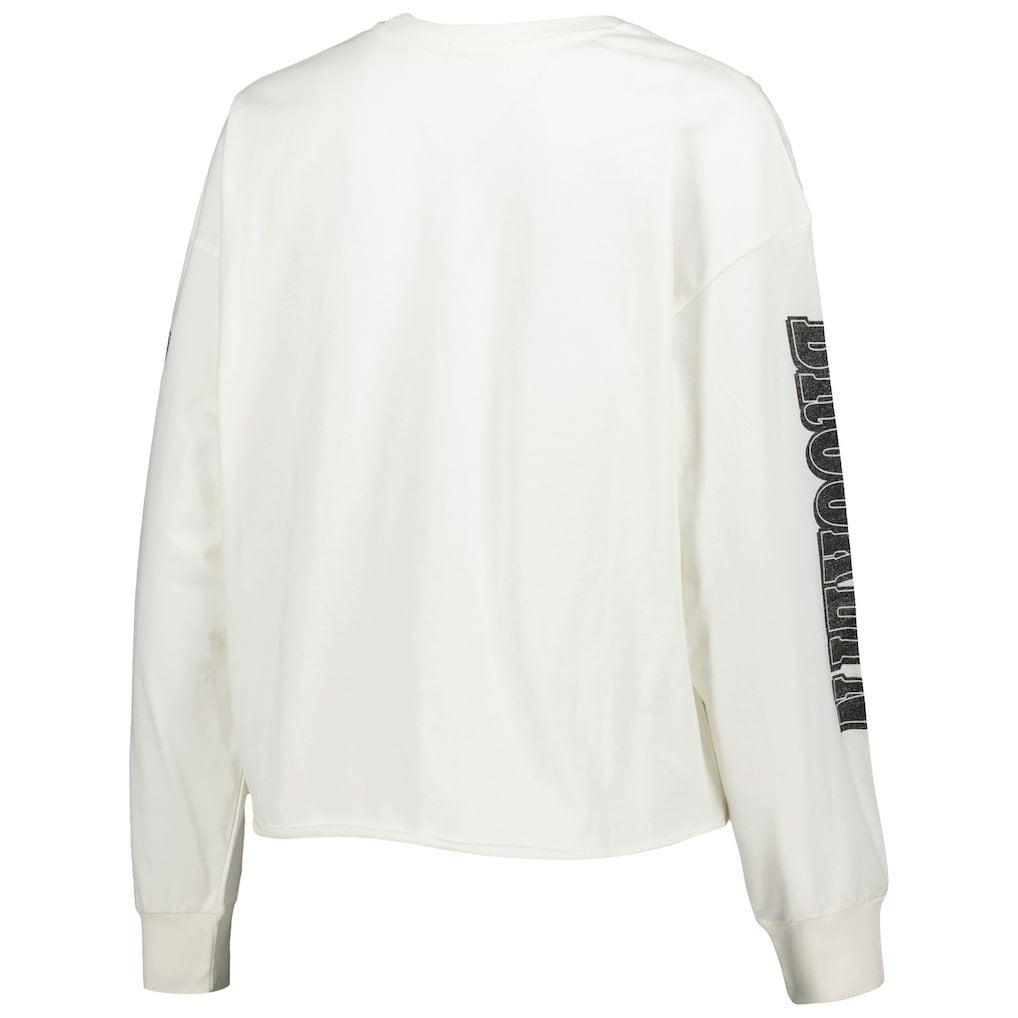 Brooklyn Nets '47 Women's Parkway Brush Back Long Sleeve Cropped T-Shirt Cream - NBA