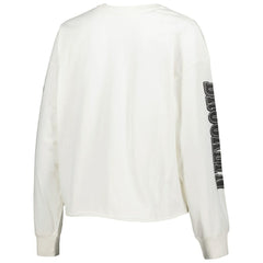 Brooklyn Nets '47 Women's Parkway Brush Back Long Sleeve Cropped T-Shirt Cream - NBA
