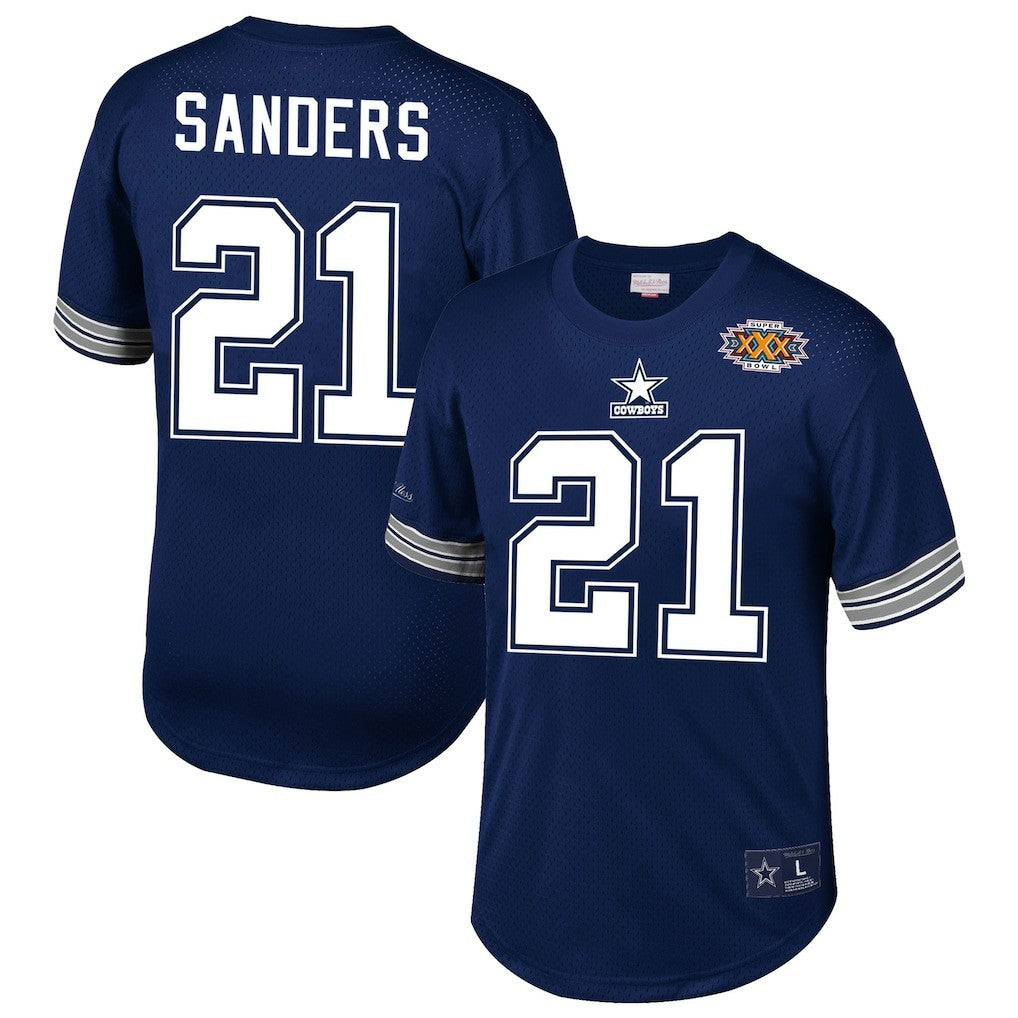 Deion Sanders Dallas Cowboys Retired Player Name & Number Mesh Top Navy | Mitchell & Ness