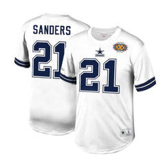 Deion Sanders Dallas Cowboys Retired Player Name & Number Mesh Top White | Mitchell & Ness