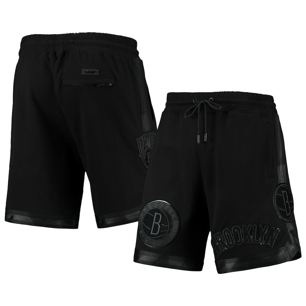 Brooklyn Nets Pro Standard Triple Black Gloss Logo Shorts - NBA