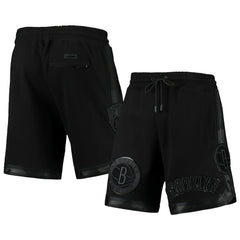 Brooklyn Nets Pro Standard Triple Black Gloss Logo Shorts - NBA
