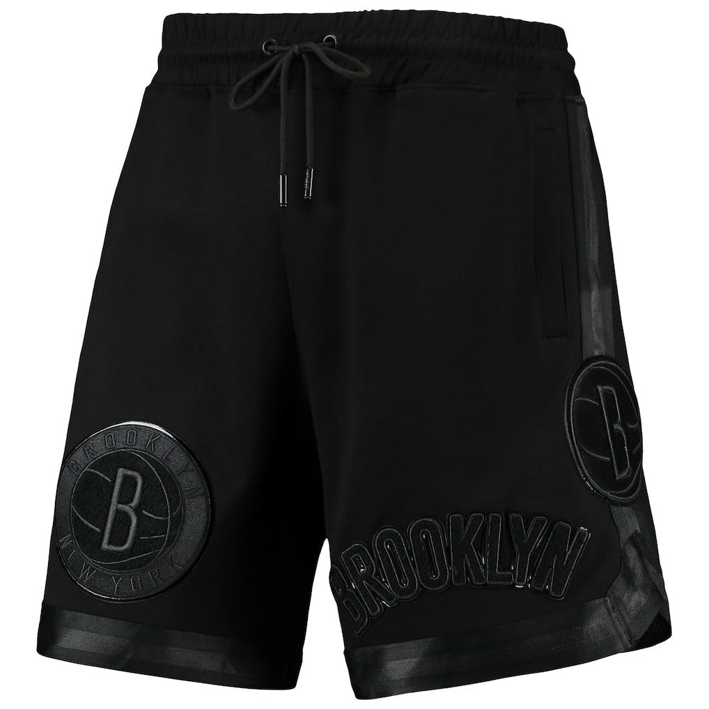 Brooklyn Nets Pro Standard Triple Black Gloss Logo Shorts - NBA