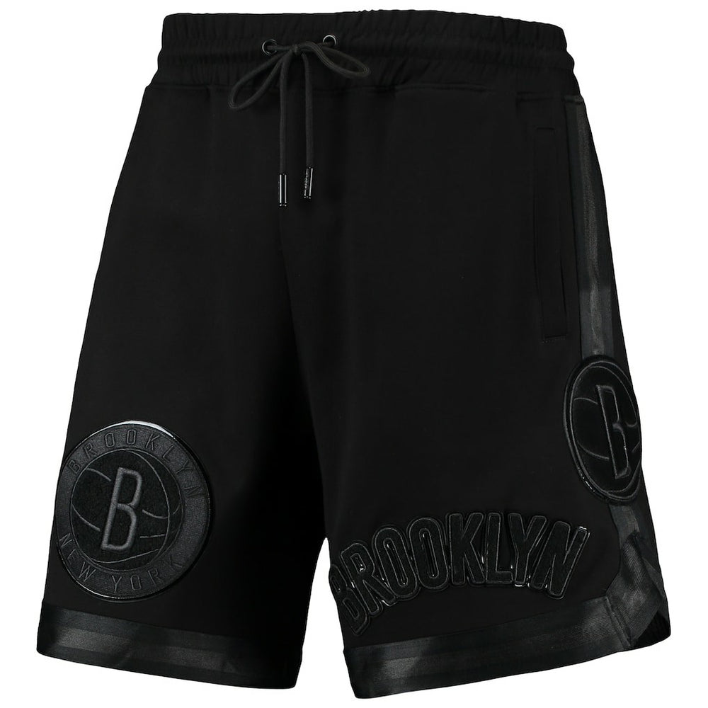 Brooklyn Nets Pro Standard Triple Black Gloss Logo Shorts - NBA
