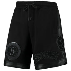 Brooklyn Nets Pro Standard Triple Black Gloss Logo Shorts - NBA