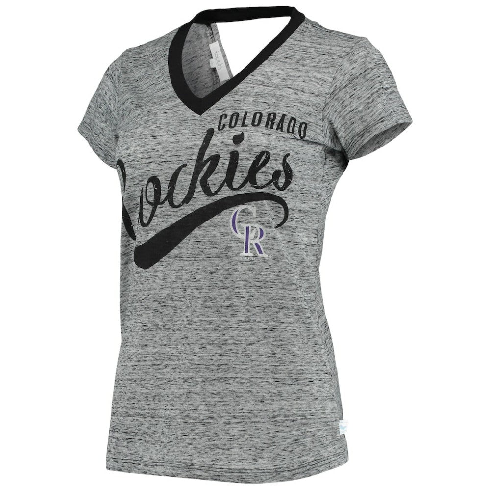 Colorado Rockies Touch Women's Hail Mary Back Wrap Space-Dye V-Neck T-Shirt - MLB