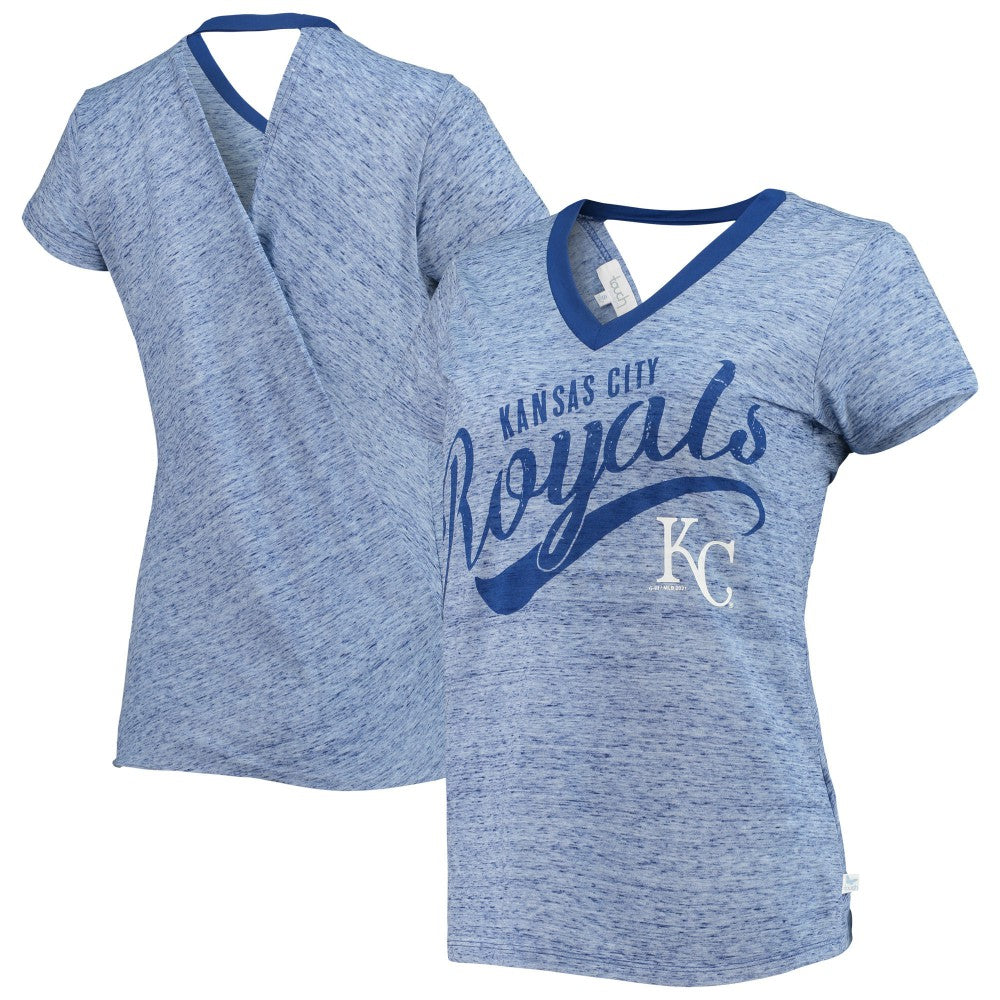 Kansas City Royals Touch Women's Hail Mary Back Wrap Space-Dye V-Neck T-Shirt - MLB