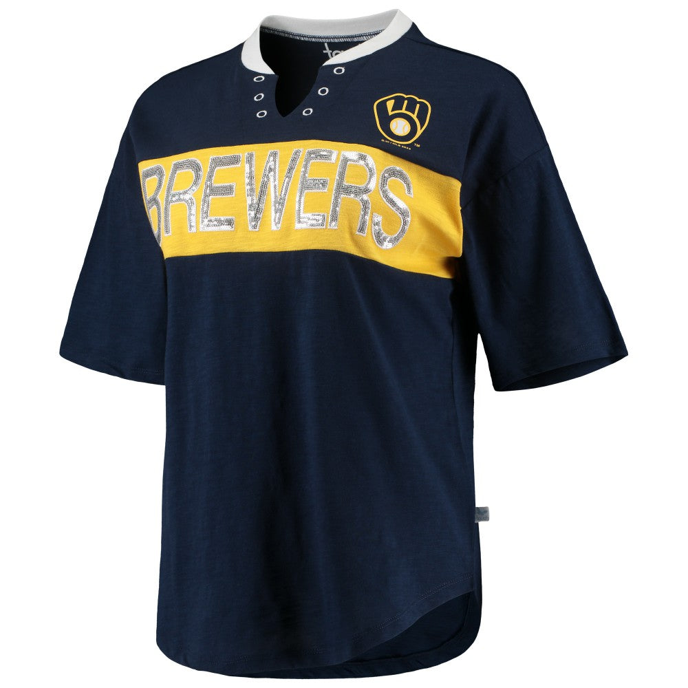 Milwaukee Brewers Touch Women's Lead Off Notch Neck T-Shirt - MLB