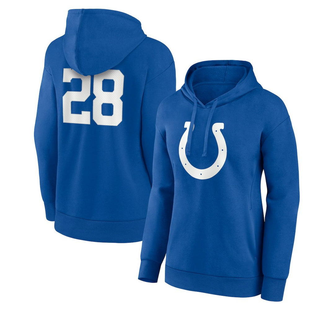 Jonathan Taylor Indianapolis Colts Women's Player Icon Name & Number V-Neck Pullover Hoodie Royal | Fanatics