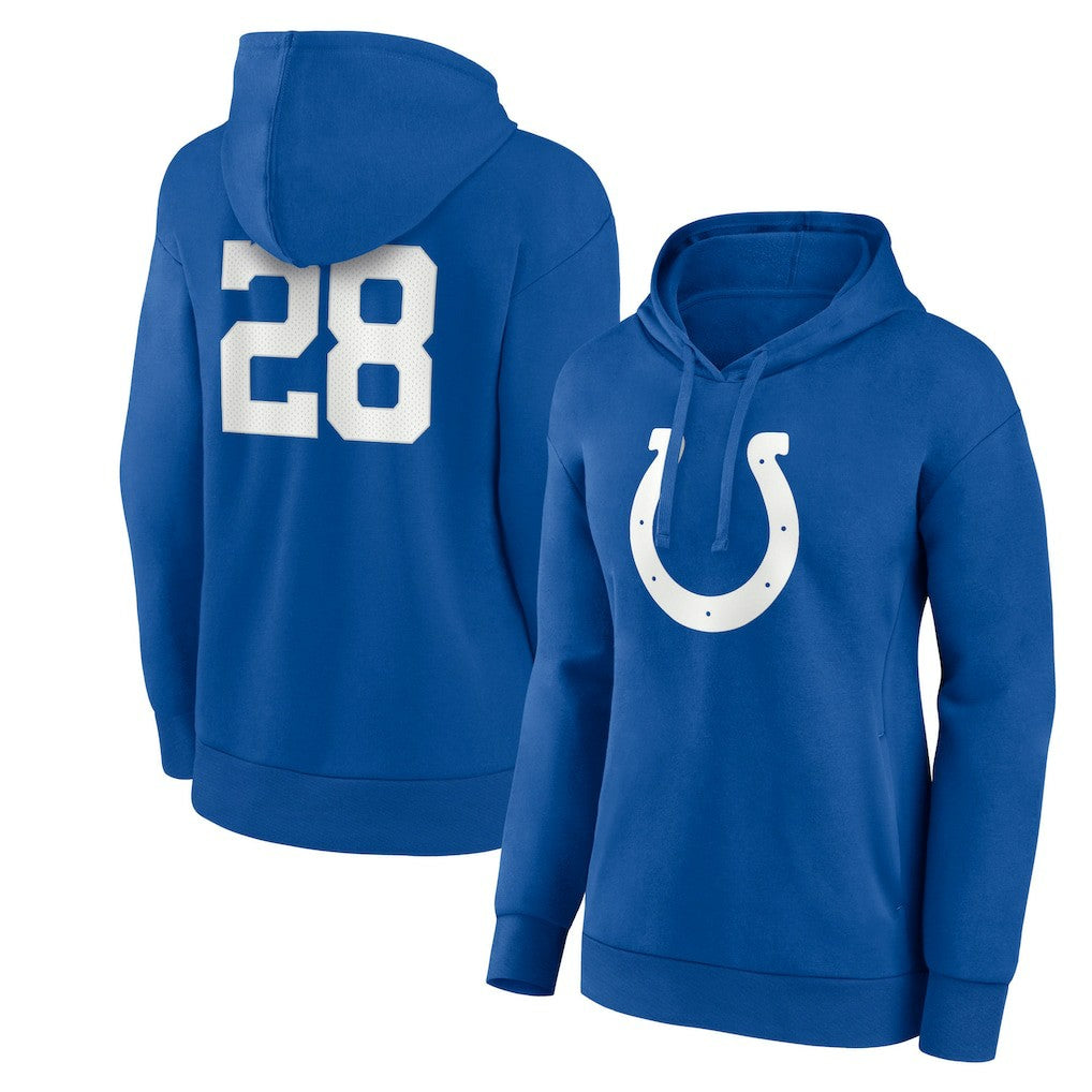 Jonathan Taylor Indianapolis Colts Women's Player Icon Name & Number V-Neck Pullover Hoodie Royal | Fanatics
