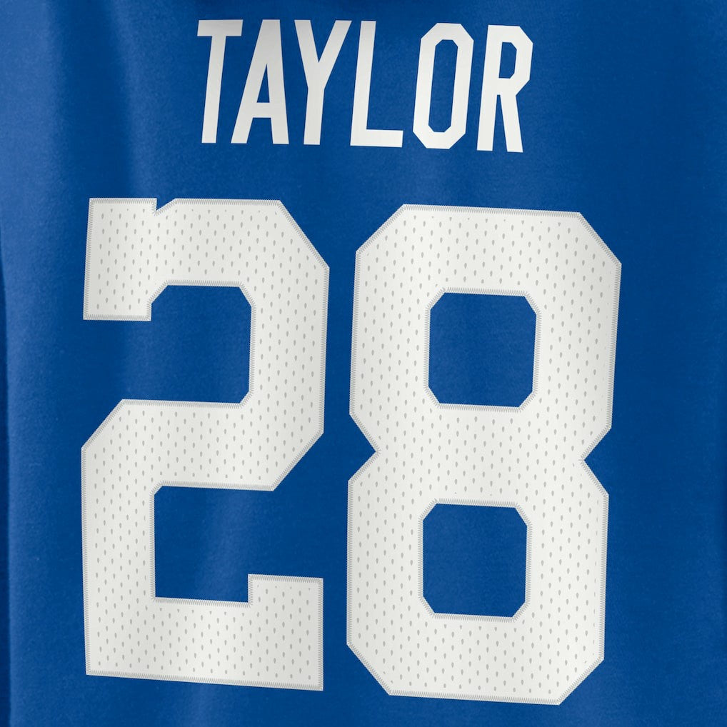 Jonathan Taylor Indianapolis Colts Women's Player Icon Name & Number V-Neck Pullover Hoodie Royal | Fanatics