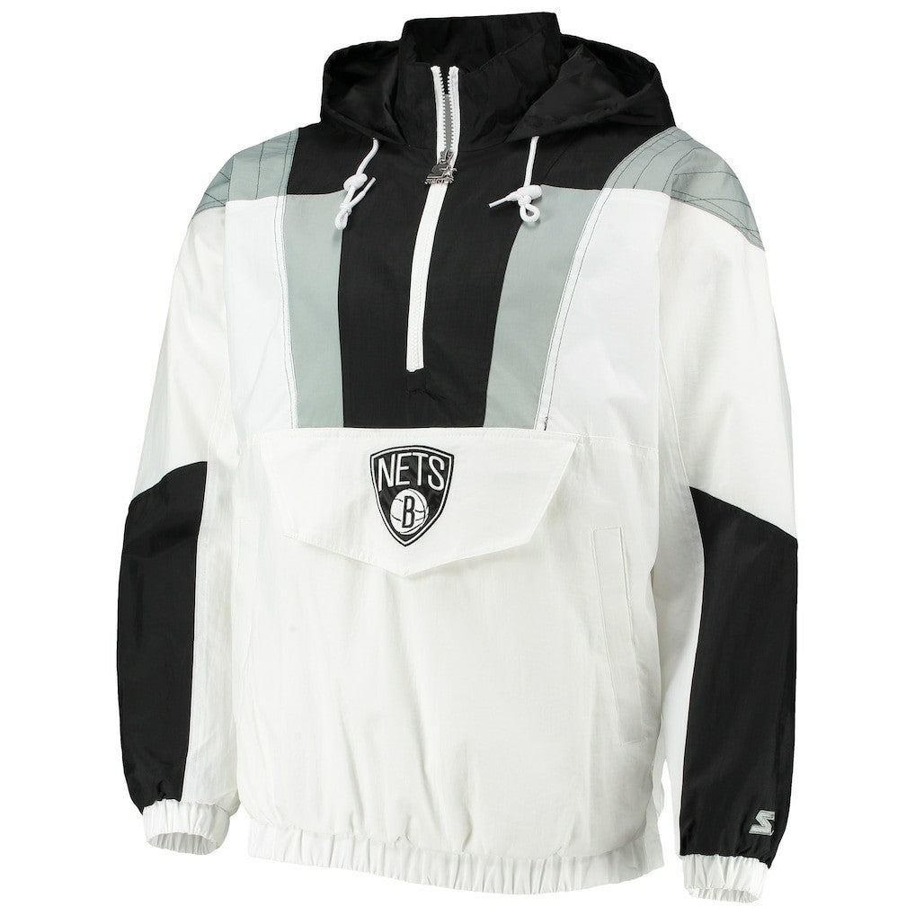 Brooklyn Nets Starter Striker Crinkle Half-Zip Hoodie Jacket White - NBA