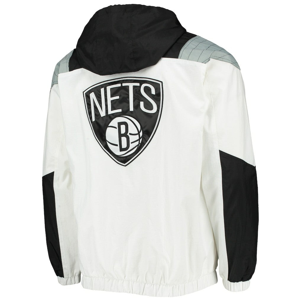 Brooklyn Nets Starter Striker Crinkle Half-Zip Hoodie Jacket White - NBA