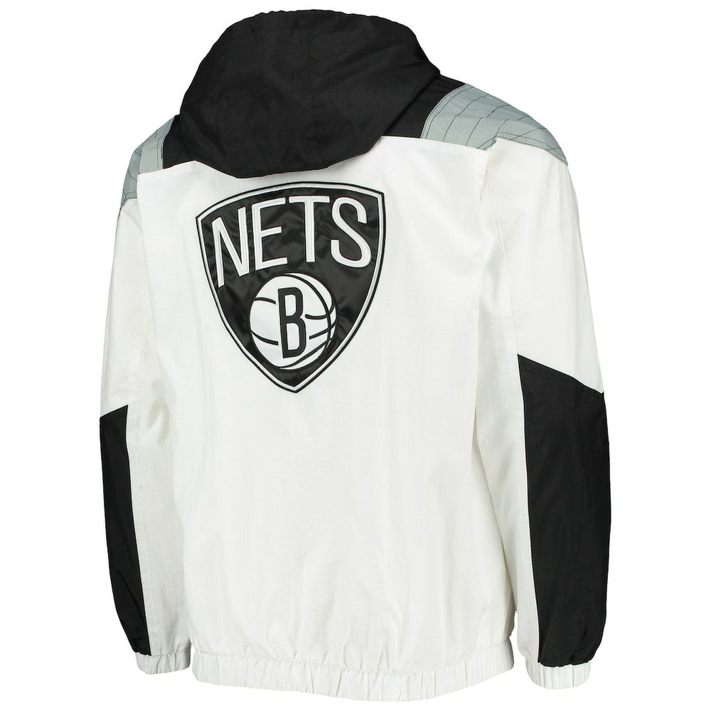 Brooklyn Nets Starter Striker Crinkle Half-Zip Hoodie Jacket White - NBA