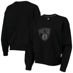 Brooklyn Nets DKNY Sport Women's Carrie Rhinestone Pullover Sweatshirt Black - NBA