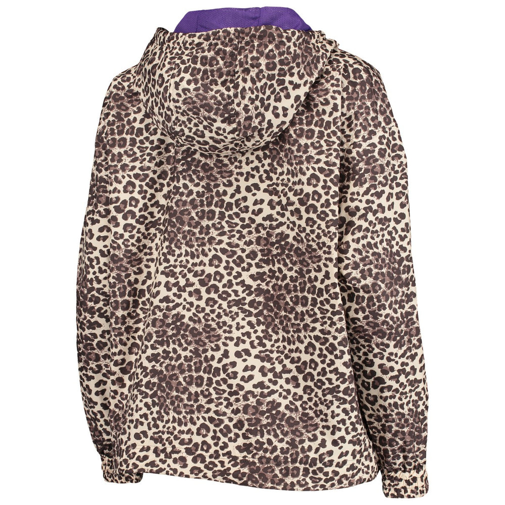Los Angeles Lakers DKNY Sport Women's Gabriella Windbreaker Half-Zip Hoodie Leopard - NBA