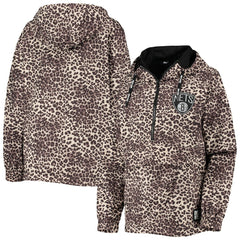 Brooklyn Nets DKNY Sport Women's Gabriella Windbreaker Half-Zip Hoodie Leopard - NBA