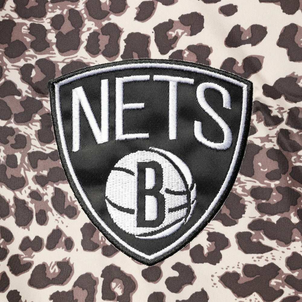 Brooklyn Nets DKNY Sport Women's Gabriella Windbreaker Half-Zip Hoodie Leopard - NBA
