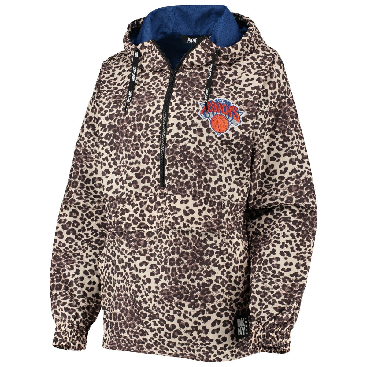 New York Knicks DKNY Sport Women's Gabriella Windbreaker Half-Zip Hoodie Leopard - NBA