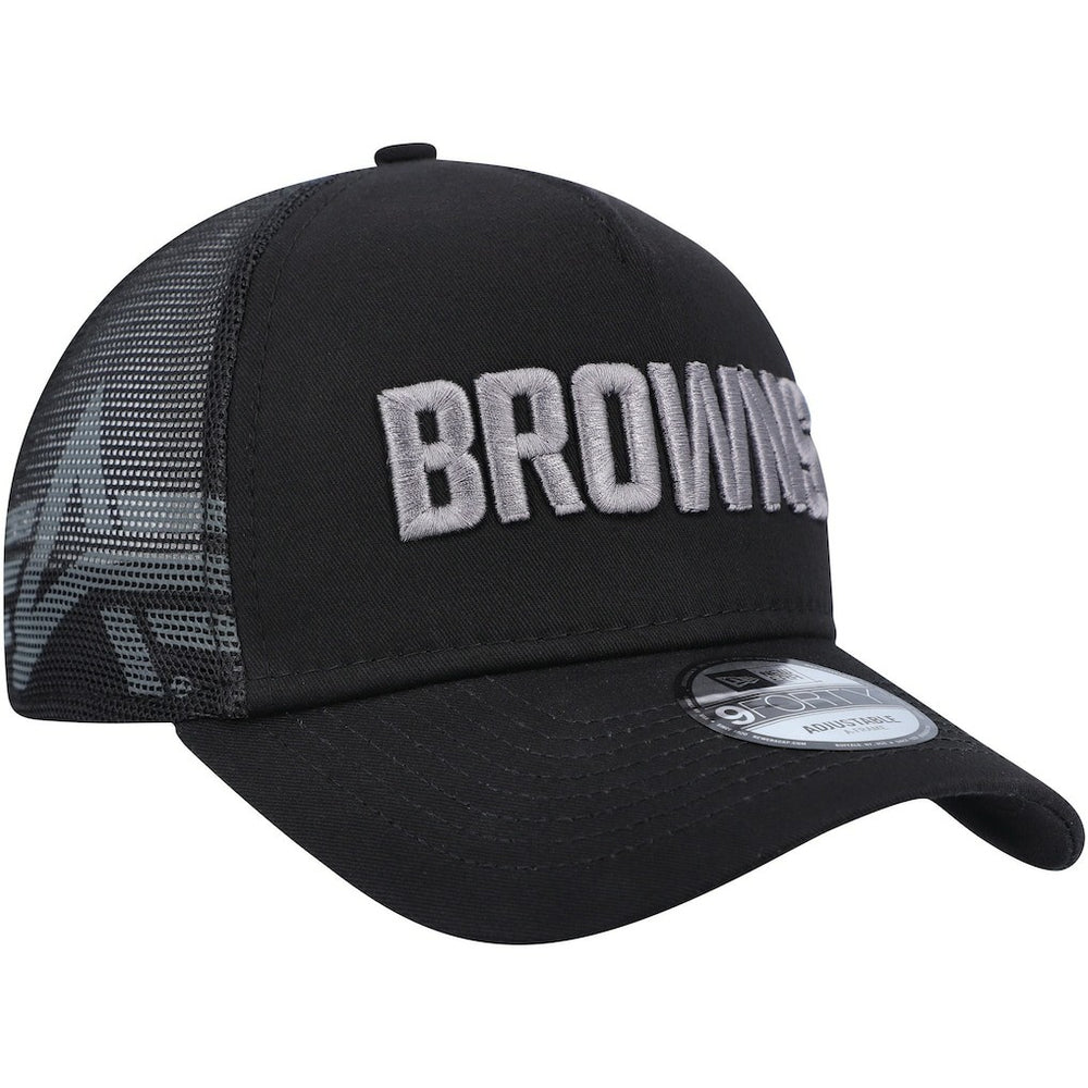Cleveland Browns New Era x Alpha Industries A-Frame 9FORTY Trucker Snapback Hat Black | NFL