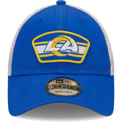 Los Angeles Rams New Era Logo Patch Trucker 9FORTY Snapback Hat Royal/White | NFL