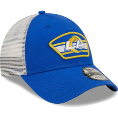 Los Angeles Rams New Era Logo Patch Trucker 9FORTY Snapback Hat Royal/White | NFL