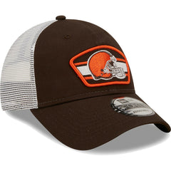 Cleveland Browns New Era Logo Patch Trucker 9FORTY Snapback Hat Brown/White | NFL