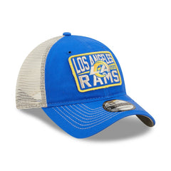 Los Angeles Rams New Era Devoted Trucker 9TWENTY Snapback Hat Royal/Natural | NFL