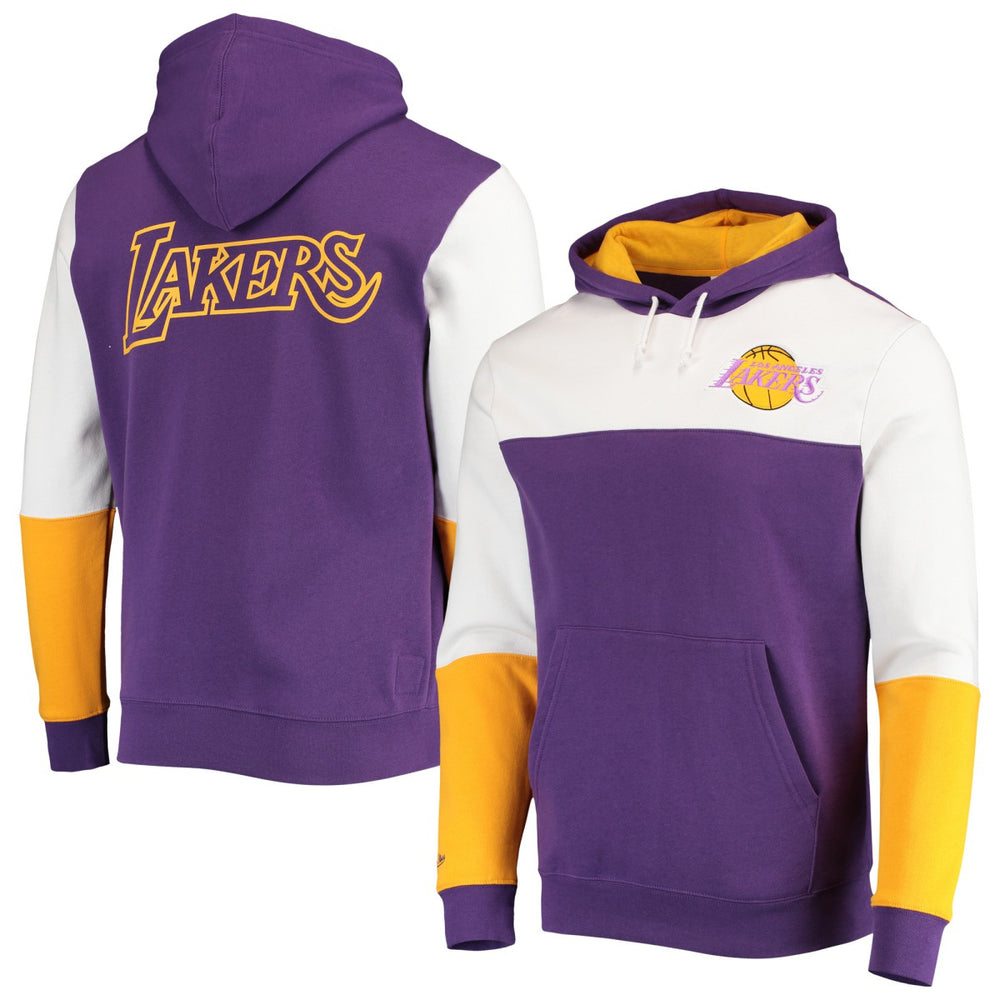 Los Angeles Lakers Hardwood Classics Fusion 2.0 Colorblock Pullover Hoodie Purple - NBA