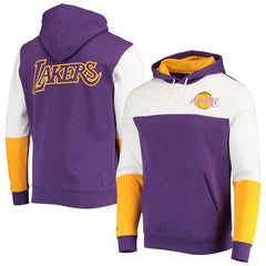 Los Angeles Lakers Hardwood Classics Fusion 2.0 Colorblock Pullover Hoodie Purple - NBA