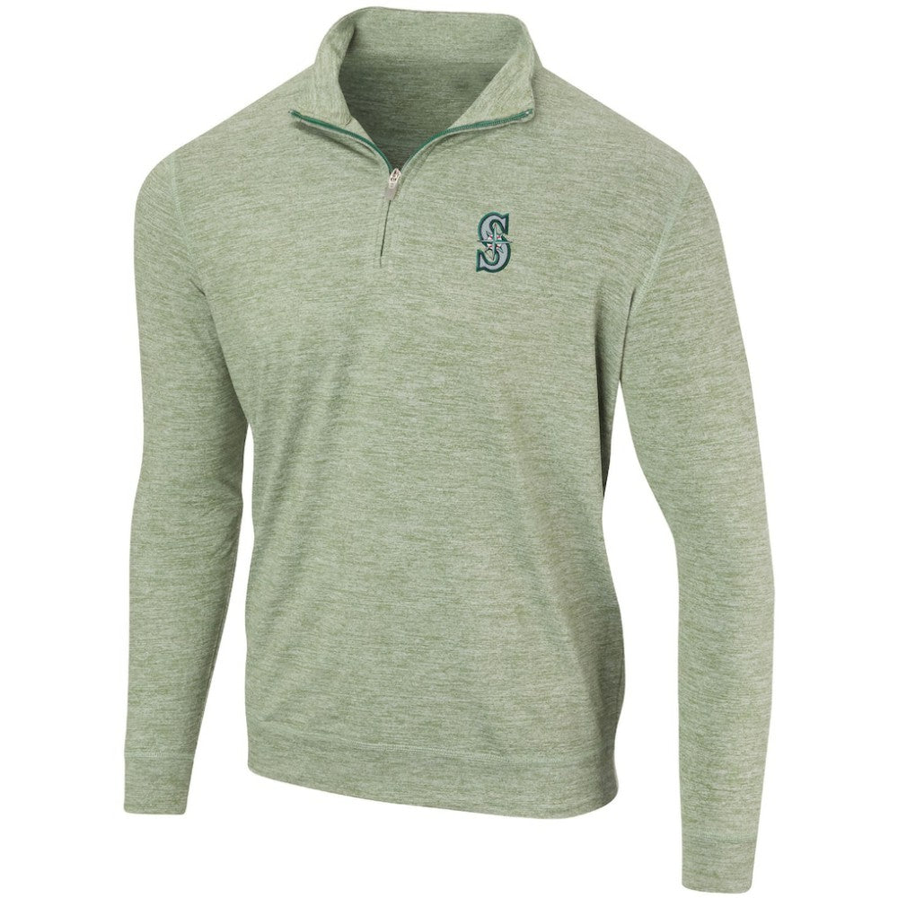 Seattle Mariners Peached Marled Yarn Quarter-Zip Pullover Jacket - MLB