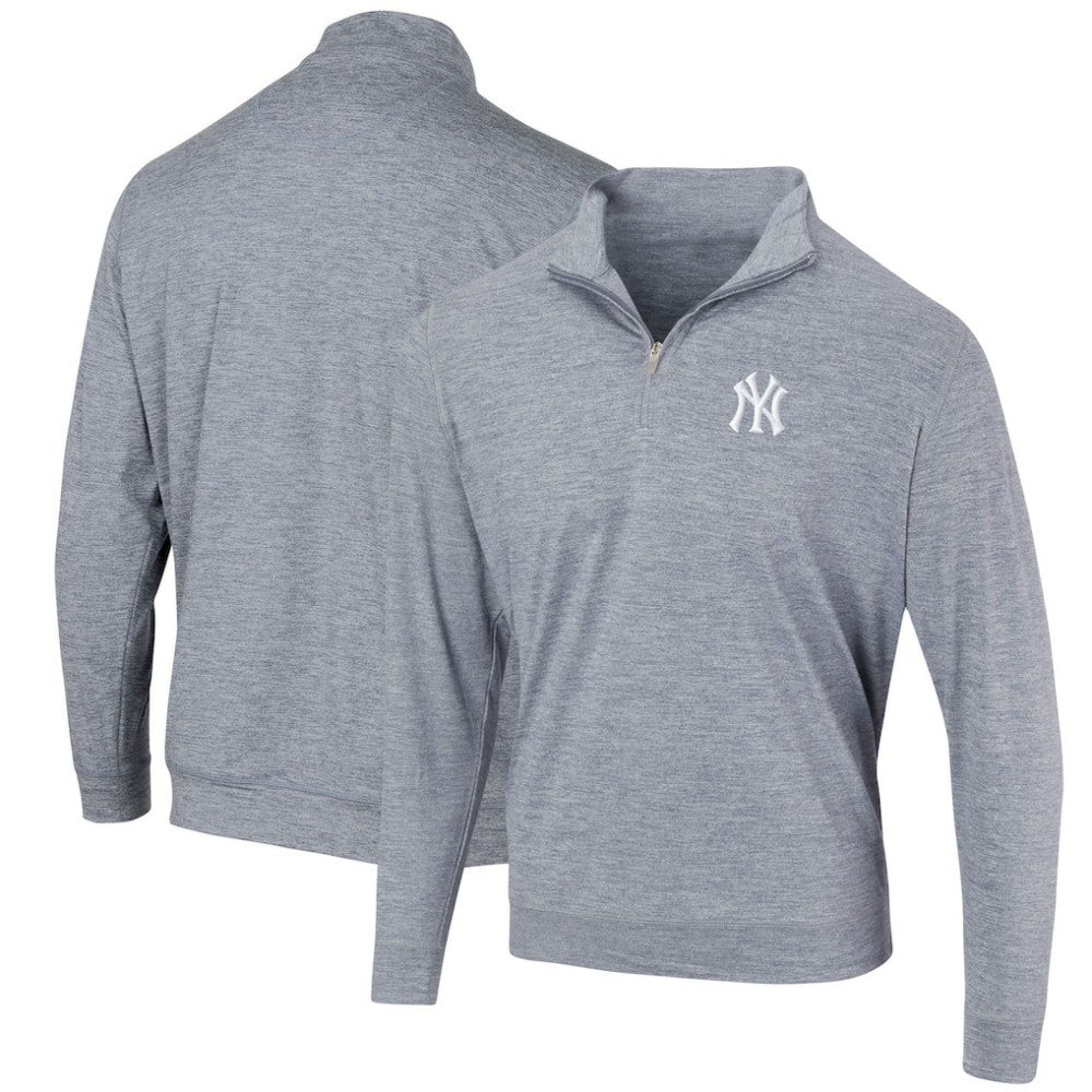 New York Yankees Peached Marled Yarn Quarter-Zip Pullover Jacket - MLB