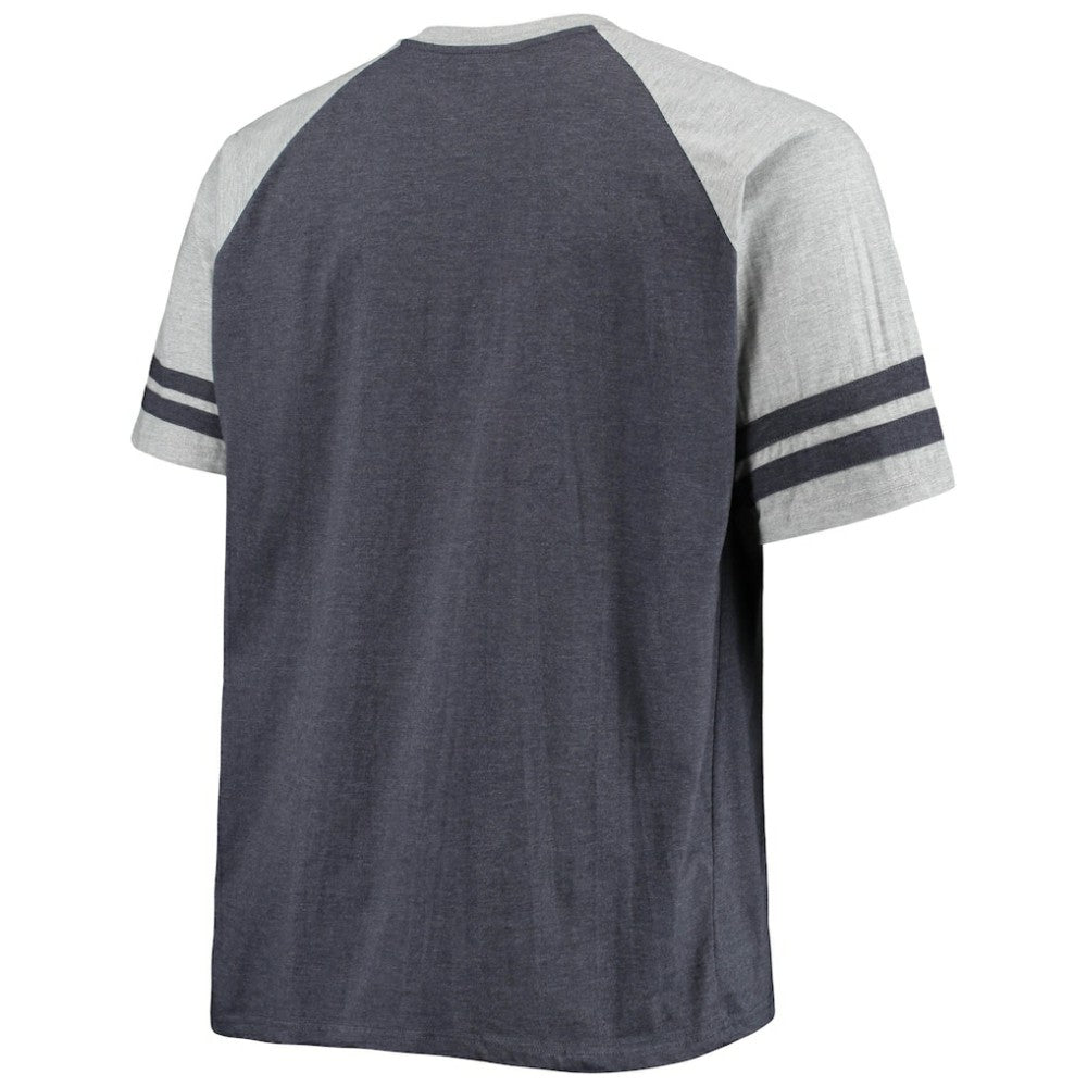 Seattle Kraken Big & Tall Raglan T-Shirt - Heathered Deep Sea Blue - NHL