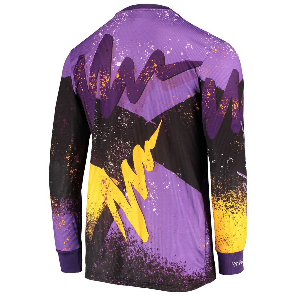 Los Angeles Lakers Hardwood Classics Hyper Hoops Moto Sublimated Long Sleeve T-Shirt Purple - NBA