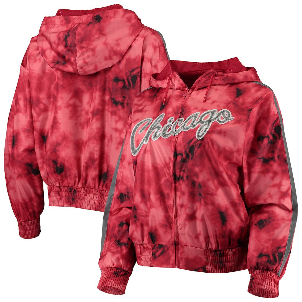 Chicago Bulls Women's Galaxy Sublimated Windbreaker Pullover Full-Zip Hoodie Red - NBA