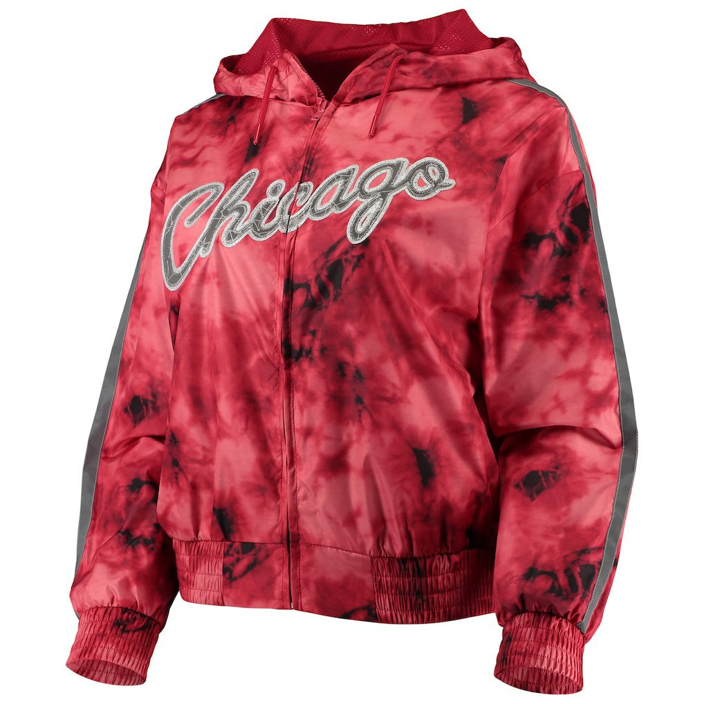 Chicago Bulls Women's Galaxy Sublimated Windbreaker Pullover Full-Zip Hoodie Red - NBA