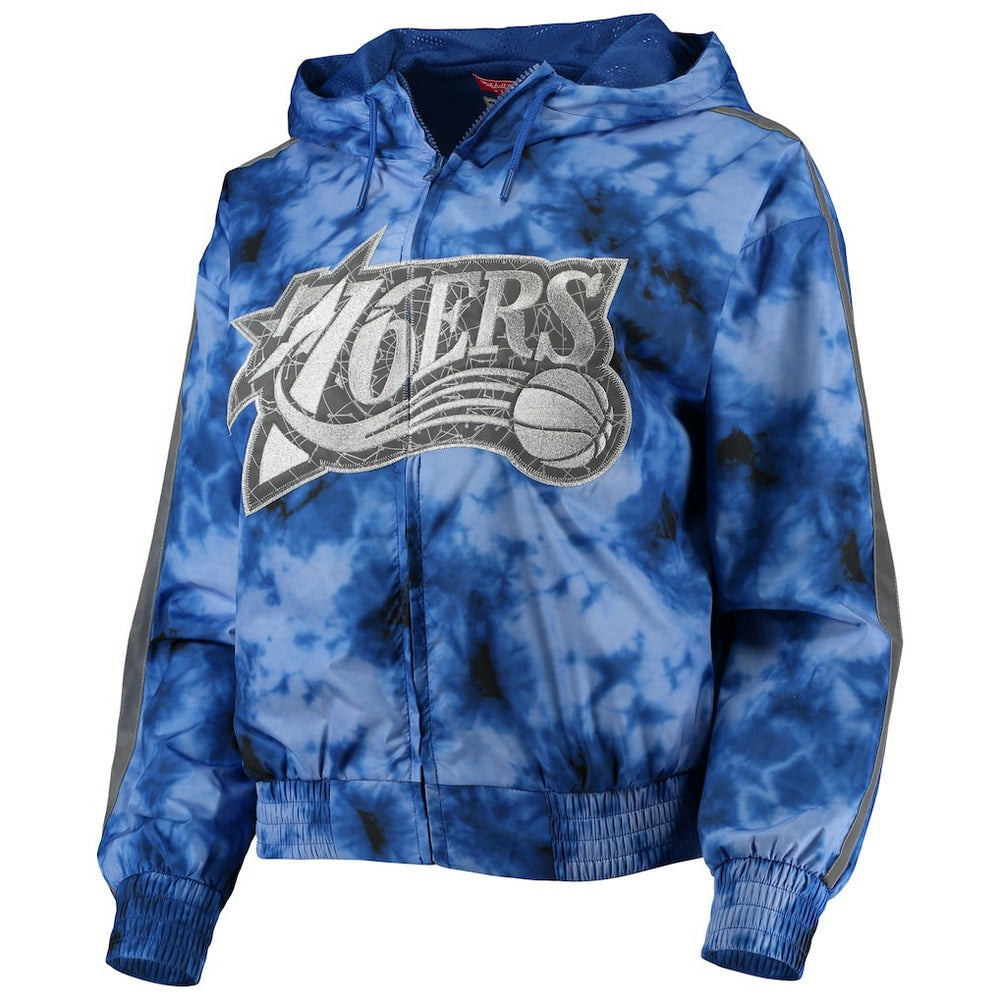 Philadelphia 76ers Women's Galaxy Sublimated Windbreaker Pullover Full-Zip Hoodie Royal - NBA