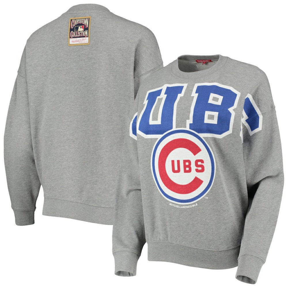 Chicago Cubs Mitchell & Ness Women's Cooperstown Collection Logo Lightweight Pullover Sweatshirt - MLB