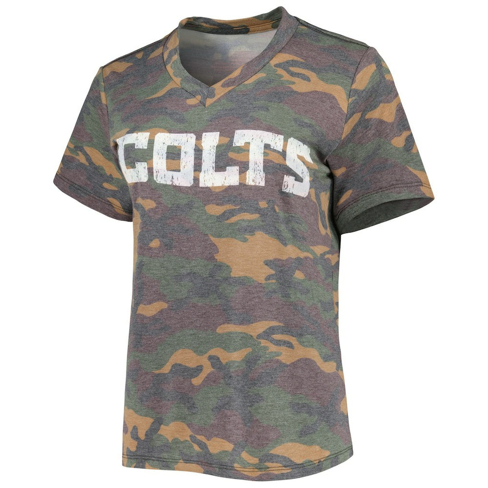 Jonathan Taylor Indianapolis Colts Majestic Threads Women's Name & Number V-Neck Tri-Blend T-Shirt Camo | NFL
