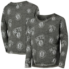 Brooklyn Nets Girls Youth Back in Action Long Sleeve T-Shirt Heathered Black - NBA