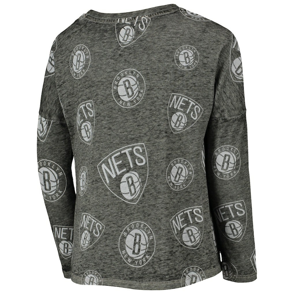 Brooklyn Nets Girls Youth Back in Action Long Sleeve T-Shirt Heathered Black - NBA