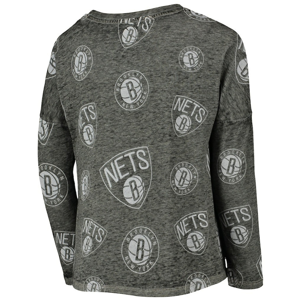 Brooklyn Nets Girls Youth Back in Action Long Sleeve T-Shirt Heathered Black - NBA
